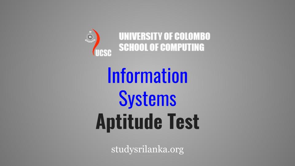BSc In Information Systems Aptitude Test 2020 2021 UCSC