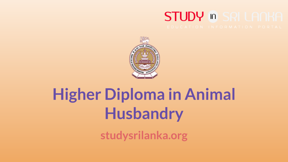 Higher Diploma in Animal Husbandry - WUSL Higher Diploma in Animal Husbandry - WUSL