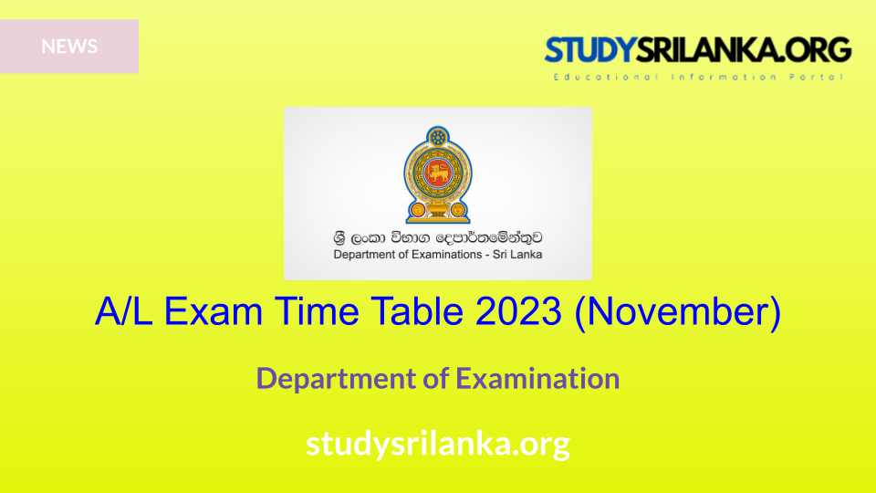 [2023 November] A/L Exam Timetable – Department of Examinations