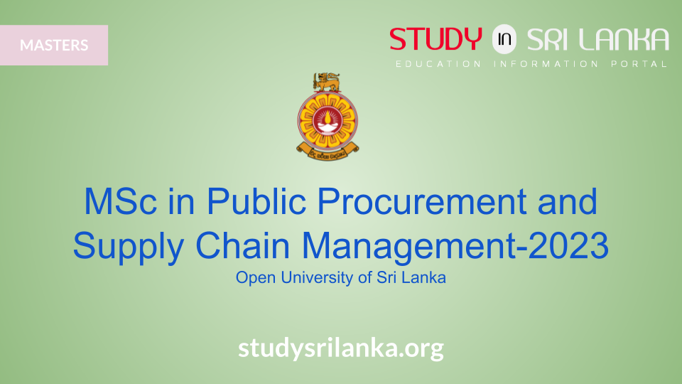 Public Procurement and Supply Chain Management - OUSL - 2023