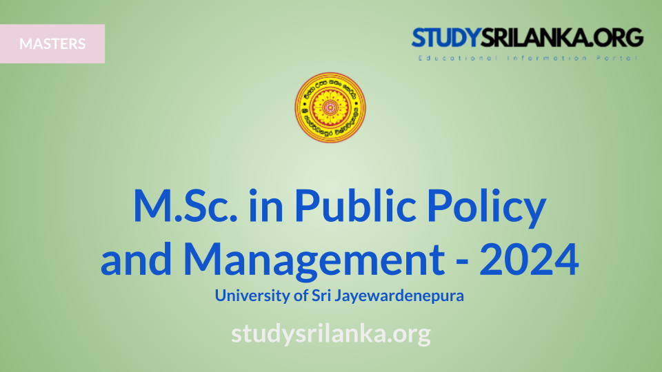 Usjp Library M.Sc. in Public Policy and Management - USJP - 2024