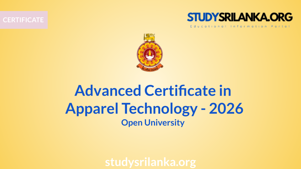 Ousl Transcript Advanced Certificate in Apparel Technology - OUSL - 2026